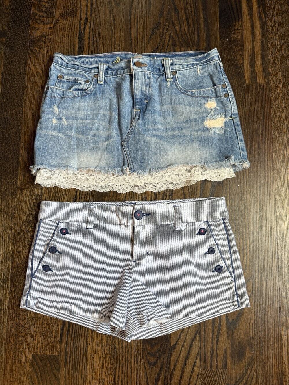 American Eagle Abercrombie And Fitch Y2K Mini Skirt Shorts Lot Of 2 Size 4